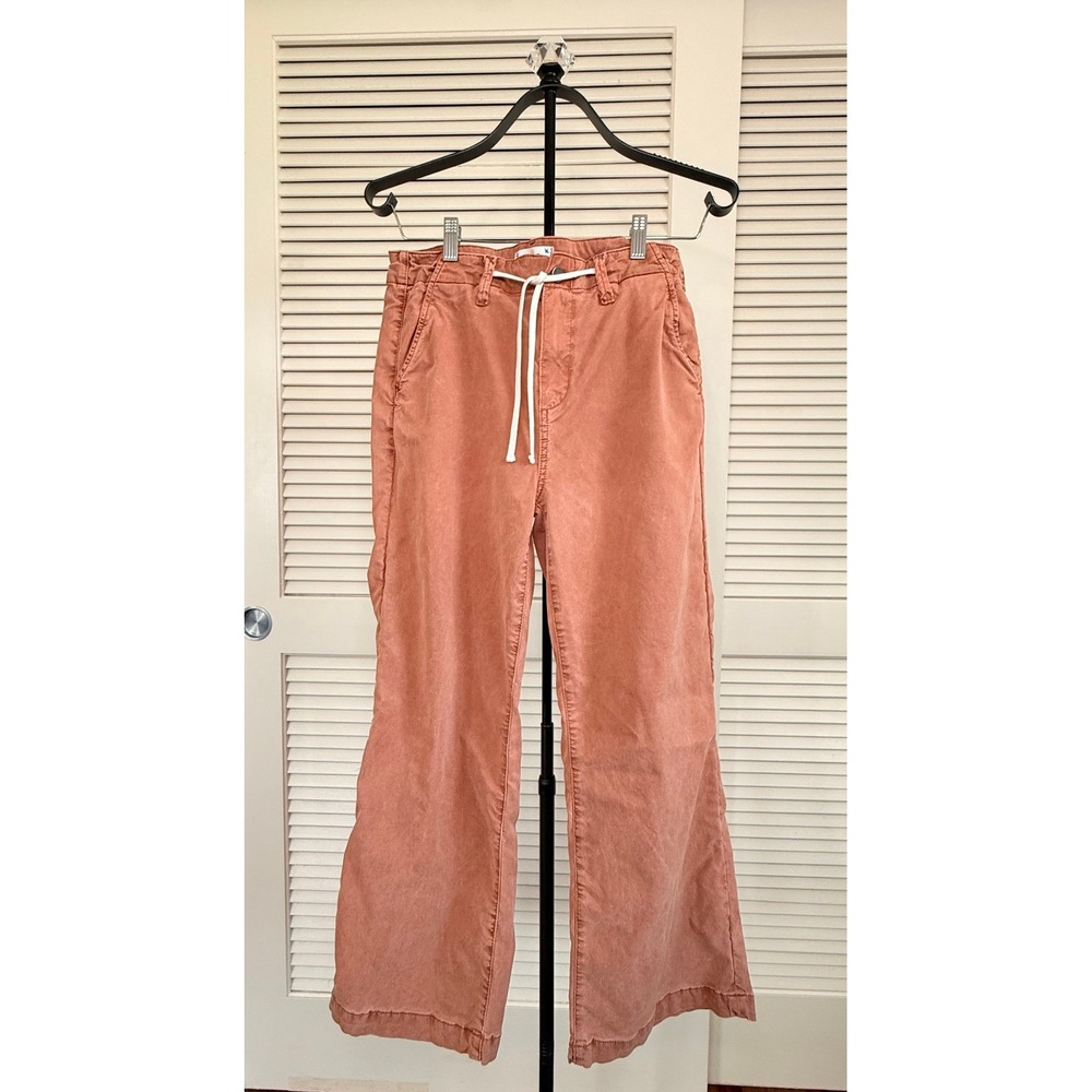 Paige Mayslie Wide Leg Trousers 28 Terracotta Coral Lyocell Drawstring Pants